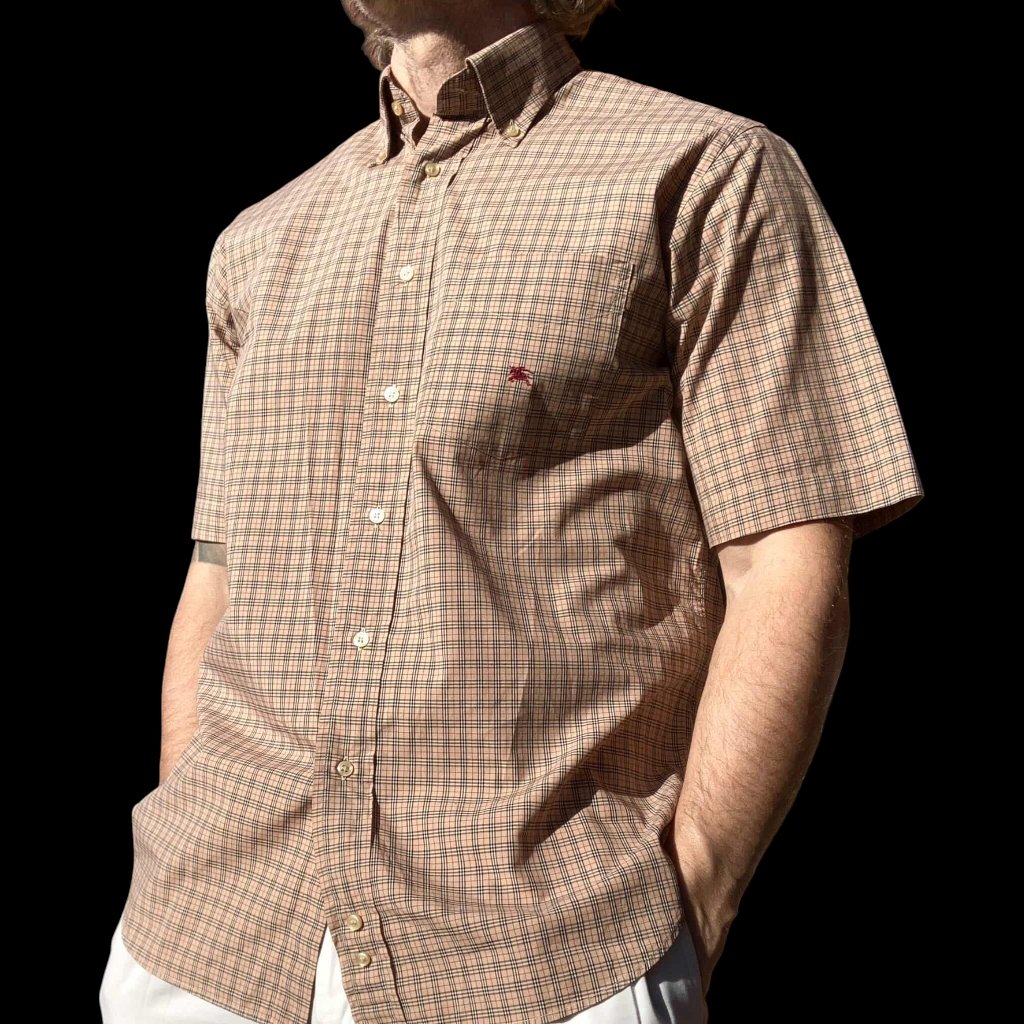 Burberry London Men's Nova Check Plaid Short Sleeve Button Shirt Size 3 L Xl
